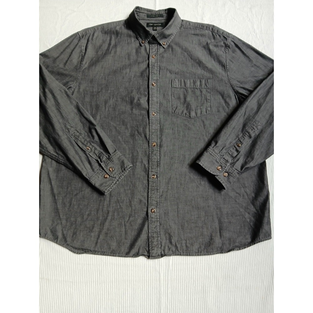 Banana Republic Mens XXL Untucked Slim Fit Gray Cotton Button Down Shirt LS